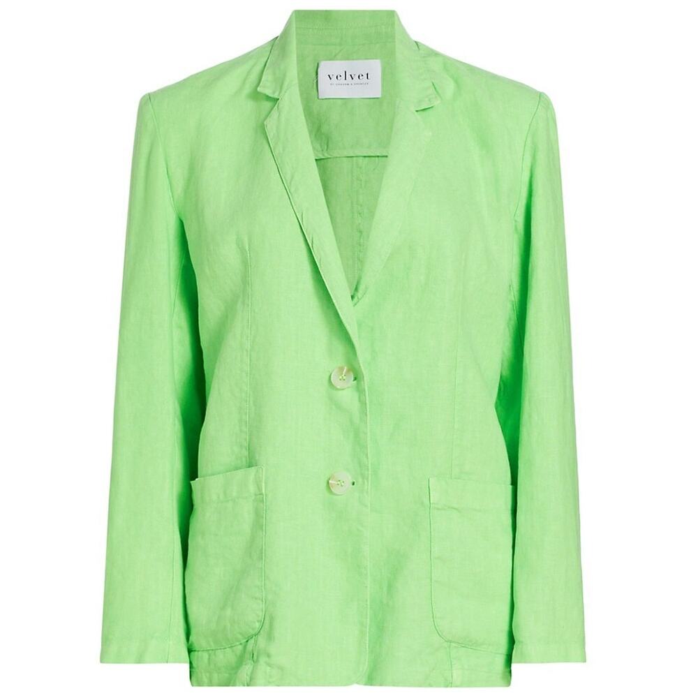 Velvet Linen Green Cassie Blazer Size Large NWT